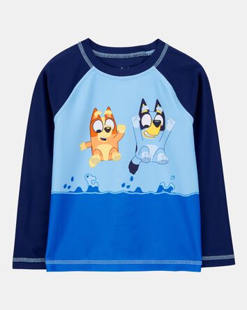 Toddler Boy Bluey&trade; Long-Sleeve Rashguard Swim Top - Blue, 