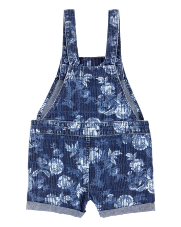 Toddler Iconic Denim Floral Shortalls - Blue, 