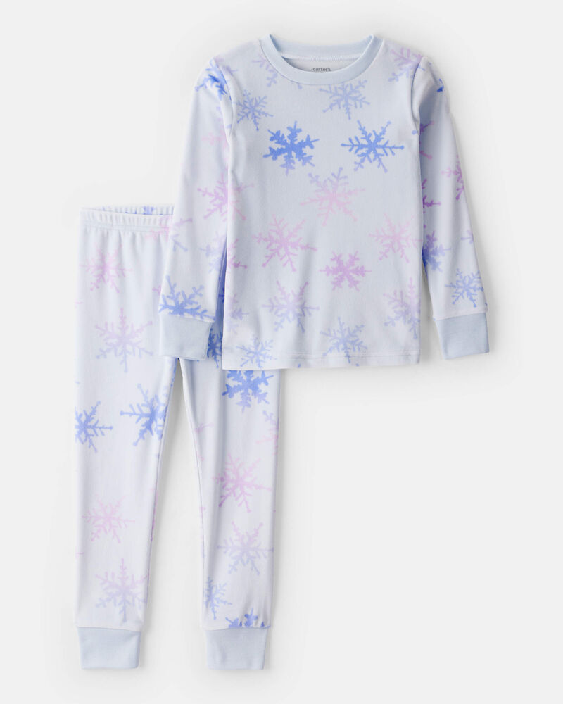 Toddler Girl Snowflake Tie dye DreamPlush Long-Sleeve Snug Fit 2-Piece Pajamas - Blue, image 1 of 3 slides