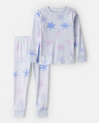 Toddler Girl Snowflake Tie dye DreamPlush Long-Sleeve Snug Fit 2-Piece Pajamas - Blue, image 1 of 3 slides
