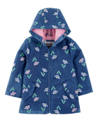 Baby Girl Color Changing Rain Jacket - Navy, image 3 of 6 slides