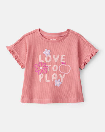 Baby Girl 2-Piece Love to Play Graphic Tee & Cargo Joggers Set - Ivory/Pink, 
