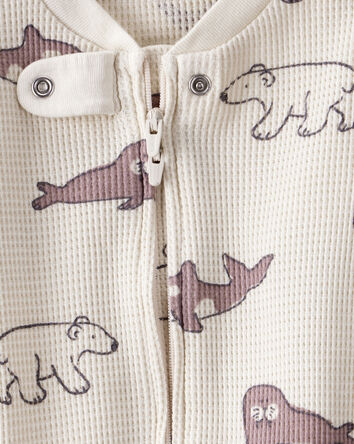 Baby Waffle Knit Sleep & Play Pajamas Made with Organic Cotton in Artic Friends Print, 