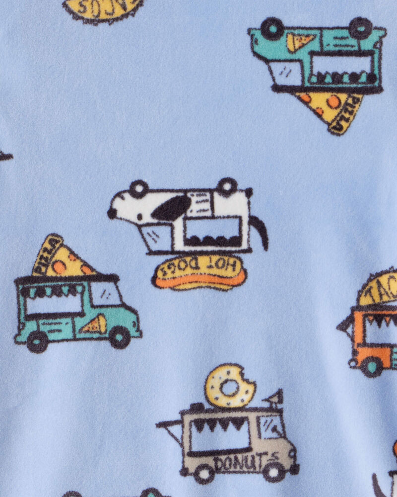 Toddler Boy Truck Print DreamPlush Long-Sleeve Snug Fit 2-Piece Pajamas - Blue, image 2 of 3 slides