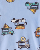 Toddler Boy Truck Print DreamPlush Long-Sleeve Snug Fit 2-Piece Pajamas - Blue, image 2 of 3 slides