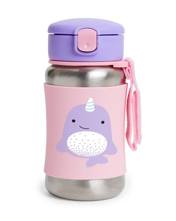 Zoo Stainless Steel Little Kid Straw Bottle - Narwhal, 