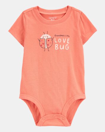 Baby Grandma's Little Love Bug Short-Sleeve Bodysuit - Peach, 