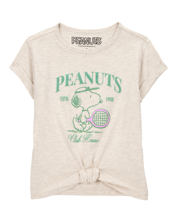 Girls Peanuts Tie Front Graphic Tee - Grey, 