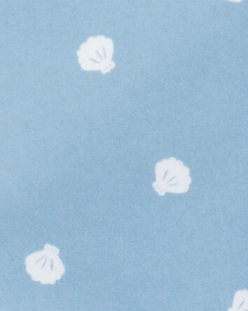 Girls 2-Piece Shell Striped Long-Sleeve Rashguard Swim Set - Blue, 