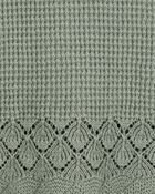 Kid 2-Piece Pointelle Sweater Crochet Knit Tank & Skirt Set - Green
, image 3 of 7 slides