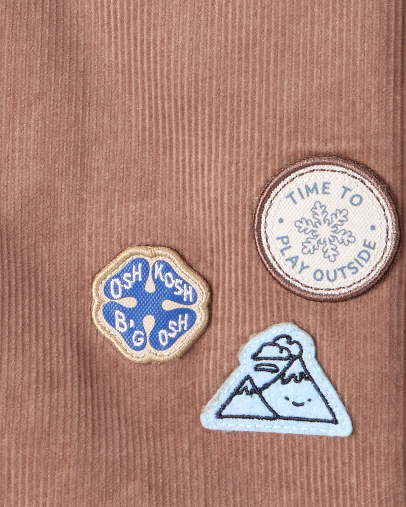 Toddler Boy Camping Badges Corduroy Button-Down Shirt - Brown, image 3 of 4 slides