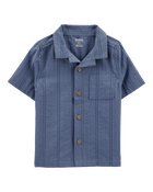 Baby 2-Piece Seersucker Button-Down Shirt & Drawstring Shorts Set - Blue, image 2 of 7 slides