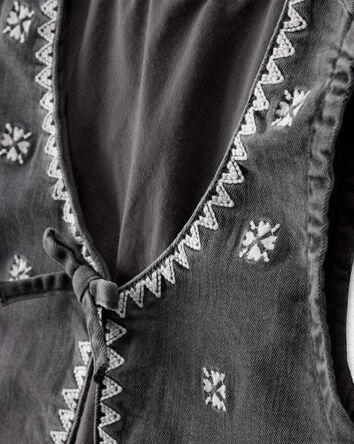 Toddler Girl Western Denim Sleeveless Vest - Grey, 