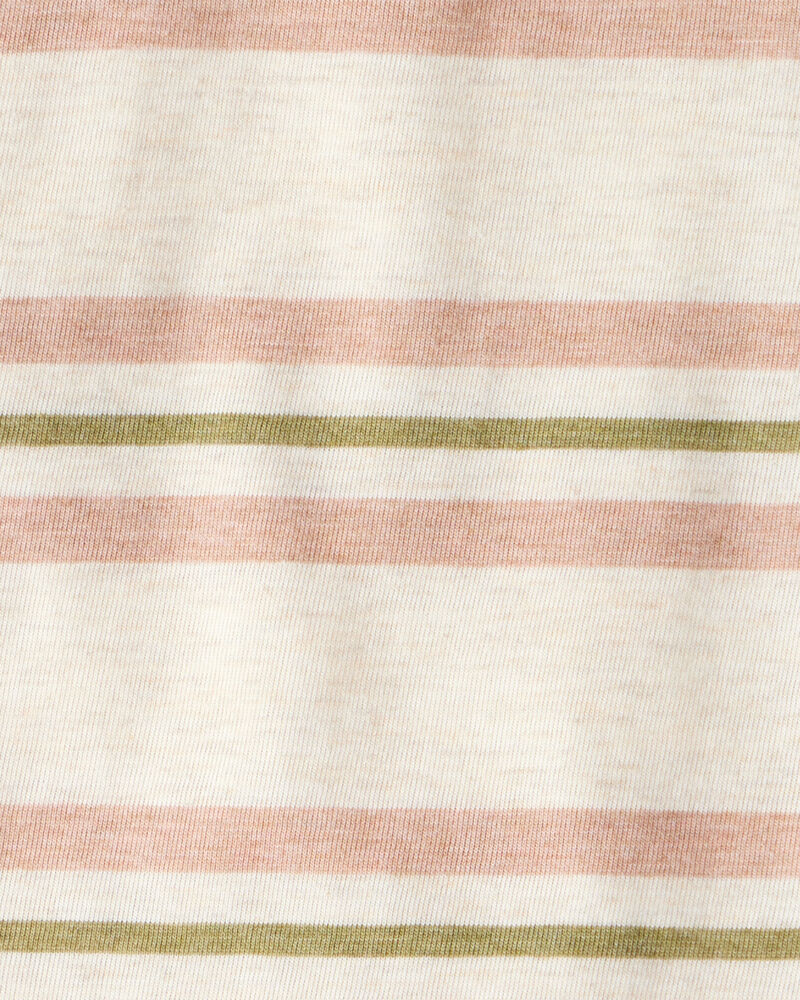 Baby Boy Striped Short-Sleeve Henley Tee - Tan, image 2 of 3 slides