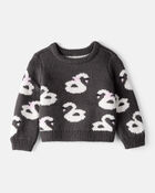 Baby Girl Swan Sweater - Black, image 1 of 3 slides