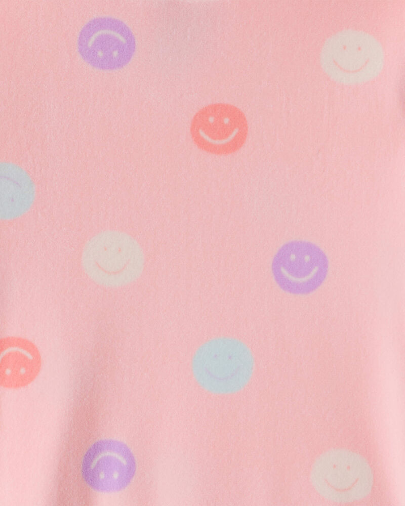 Toddler Girl Smiley Face Print DreamPlush Long-Sleeve Snug Fit 2-Piece Pajamas - Pink, image 2 of 3 slides