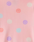 Toddler Girl Smiley Face Print DreamPlush Long-Sleeve Snug Fit 2-Piece Pajamas - Pink, image 2 of 3 slides
