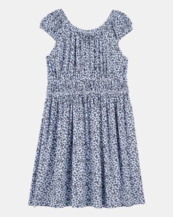 Kid Floral Short-Sleeve Dress - Blue, 