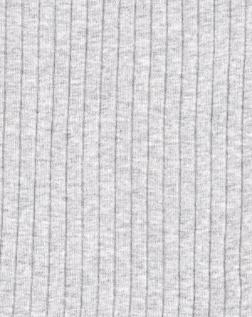 Kid Solid Ribbed Cotton Blend 2-Piece Pajamas - Grey, 