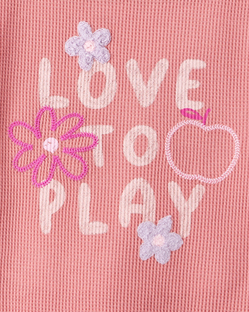 Baby Girl 2-Piece Love to Play Graphic Tee & Cargo Joggers Set - Ivory/Pink, image 4 of 8 slides