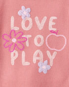 Baby Girl 2-Piece Love to Play Graphic Tee & Cargo Joggers Set - Ivory/Pink, image 4 of 8 slides