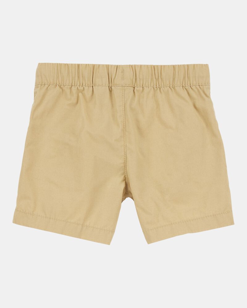 Baby Pull-On Poplin Shorts - Khaki, image 2 of 4 slides