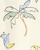 Baby Palm Tree Print 2-Way Zip Sleep & Play Pajamas - Ivory, image 2 of 3 slides