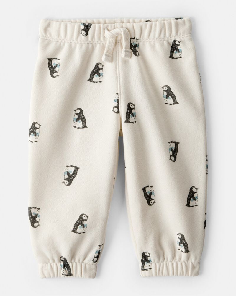 Baby Boy 2-Piece DayDream Fleece Penguin Sweatshirt & Pant Set - Cream, image 4 of 6 slides