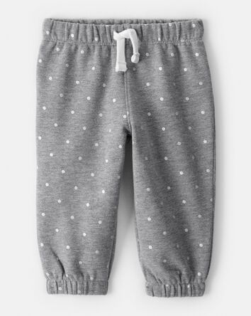 Baby Girl DayDream Fleece Polka Dot Pants - Grey, 