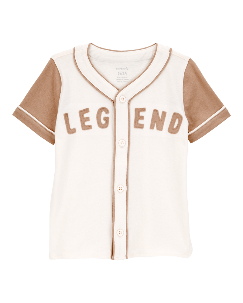 Toddler Legend Baseball Button-Down Vintage Tee - Ivory, image 1 of 3 slides