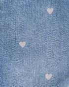 Baby Heart-Print Knit Denim Overalls - Blue, image 3 of 5 slides