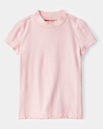 Kid Mock Neck Ribbed Tee - Pink, 