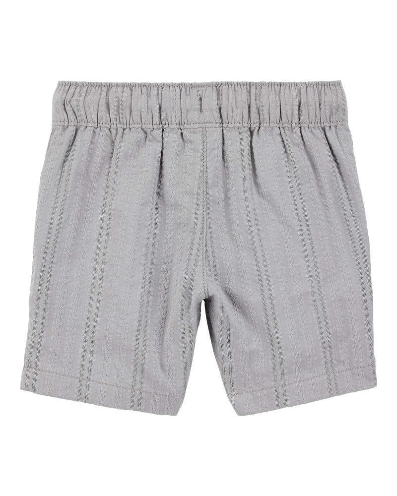 Baby 2-Piece Seersucker Button-Down Shirt & Drawstring Shorts Set - Grey, image 5 of 6 slides