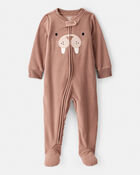 Baby Boy Walrus Loose Fit 2-Way Zip 1-Piece Pajamas - Brown, image 1 of 5 slides