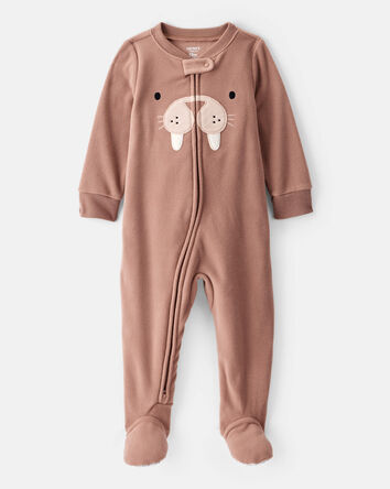 Toddler Boy Walrus Loose Fit Long-Sleeve 1-Piece Pajamas - Brown, 