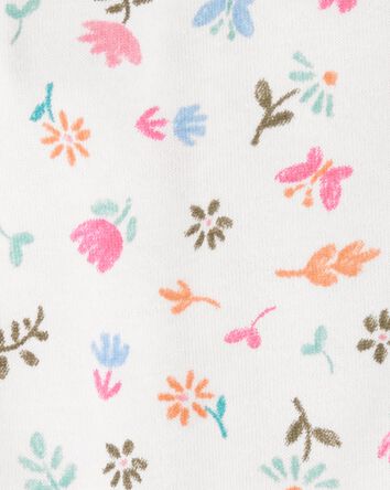 Baby Girl Floral Cotton Romper - White, 