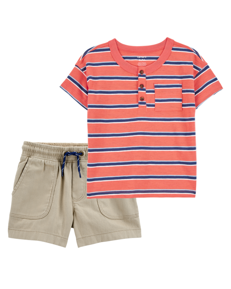 Baby 2-Piece Henley & Shorts Outfit Set, image 1 of 6 slides