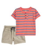 Baby 2-Piece Henley & Shorts Outfit Set, image 1 of 6 slides