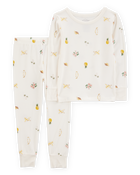 Toddler Tropical Print PurelySoft 2-Piece Pajamas - Ivory, image 1 of 5 slides