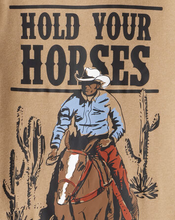 Boys Western Print 100% Cotton Long-Sleeve Snug Fit 4-Piece Pajamas - Brown, 