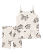 Baby Girl 2-Piece Butterfly Tank & Bike Short Set - Ivory, image 1 of 3 slides