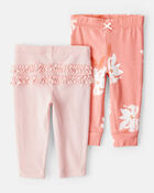 Baby 2-Pack Pull-On Pants - Pink/Floral, image 1 of 6 slides
