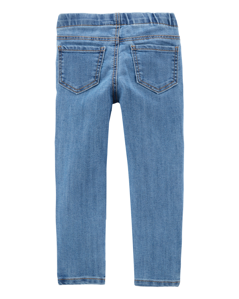 Toddler Light Wash Elastic-Waist Jeggings, image 2 of 4 slides