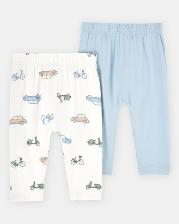 Baby Boy 2-Pack PurelySoft Pull-On Pants - Blue/Ivory, 