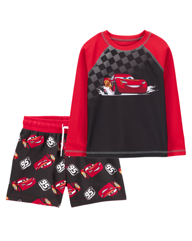 Toddler 2-Piece Cars&trade; Rashguard & Swim Trunk Set, image 1 of 6 slides