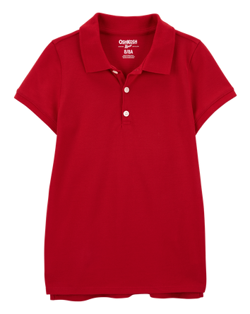 Girls Piqu&eacute; Polo Shirt - Red, 