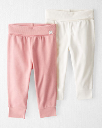 Baby Girl 2-Pack Organic Cotton Grow-With-Me Joggers, 