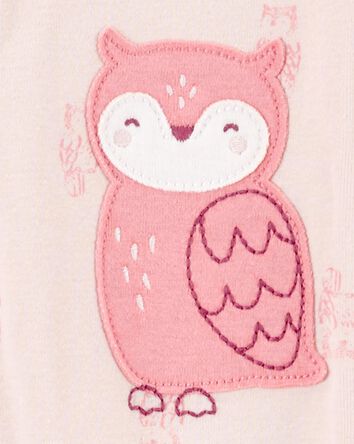 Baby Girl 1-Piece Owl Print 100% Snug Fit Cotton Footie Pajamas, 