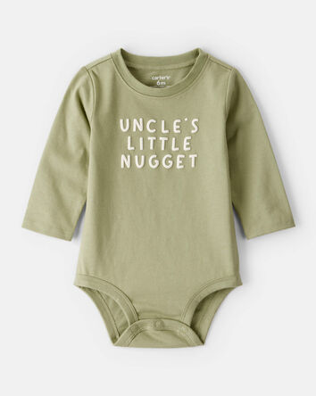 Baby Boy Uncles Little Nugget Long-Sleeve Graphic Bodysuit - Green, 