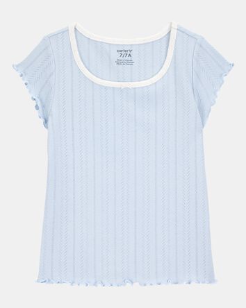 Kid Pointelle Baby Tee - Blue, 